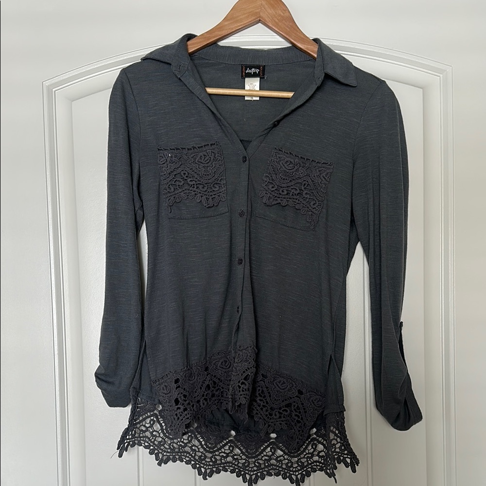 Black Lace Trim Women's Top